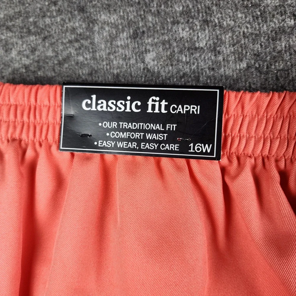 Alfred‎ Dunner Capri Pants Women 16W Tangerine Classic Fit Elastic Waist NWT